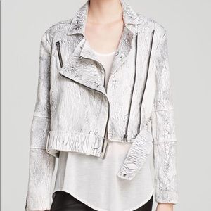Helmut Lang White Denim Lightning Moto Jacket